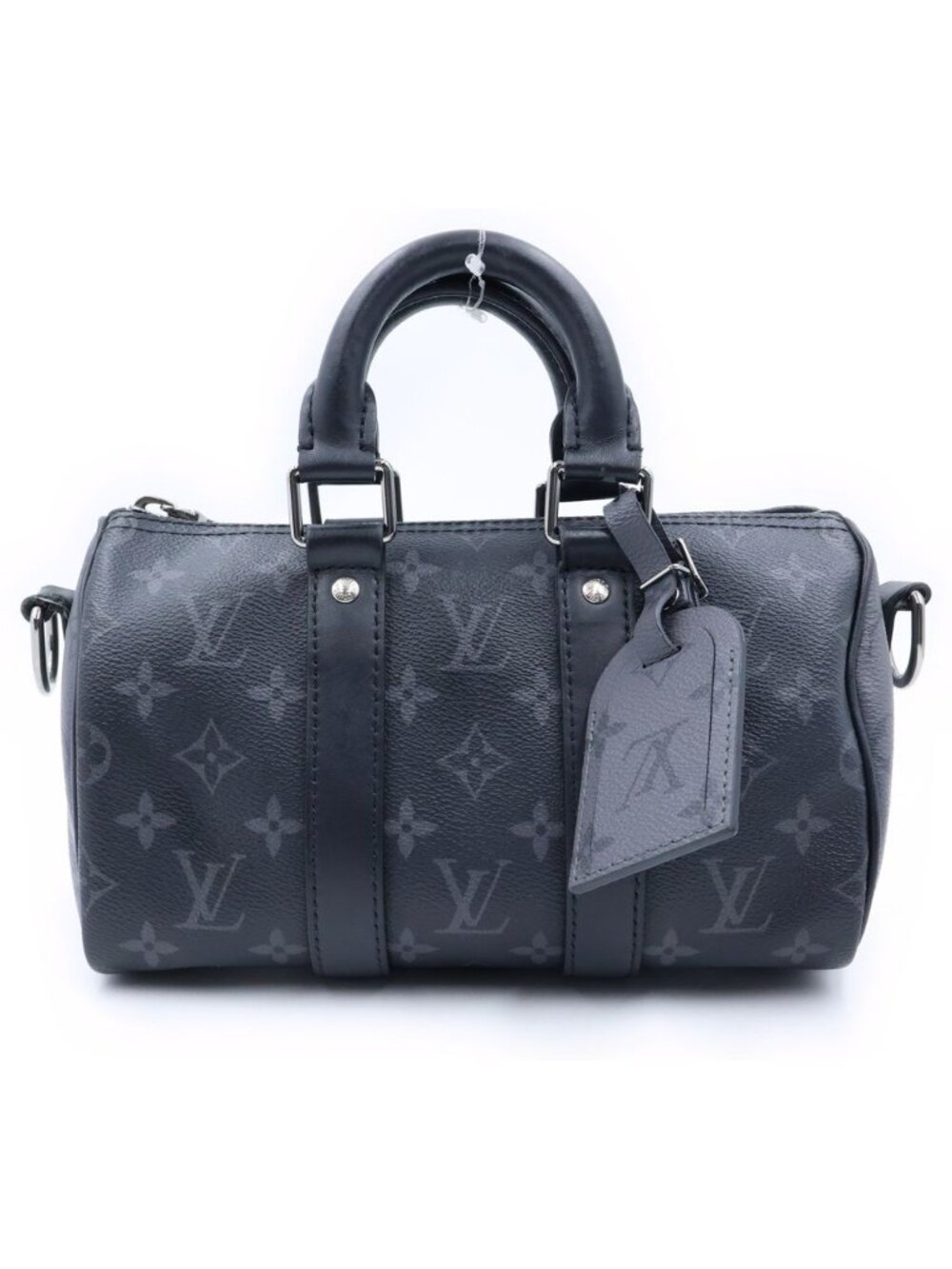 Louis Vuitton Monogram Eclipse Keepall Bandouliere 25 Leather Silver 2-Way